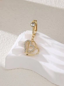 Trang trí trái tim Rhinestone Vòng bụng rốn - Vàng - Xem 2