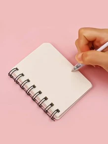 1pc Cartoon Graphic Spiral Notebook, Cute Beige Portable Mini Notebook For School Student - Beige - View 5