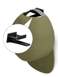 12入組黑色壁掛式棒球帽掛鉤家用粘性帽子展示架 - 黑色 - 查看 1