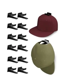 12入組黑色壁掛式棒球帽掛鉤家用粘性帽子展示架 - 黑色 - 查看 2