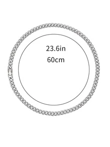 Men's Guys Minimalist Chain Necklace, For Jewelry Gift And Party - Silver - View 4