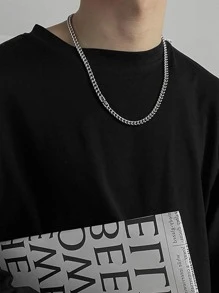 Men's Guys Minimalist Chain Necklace, For Jewelry Gift And Party - Silver - View 2