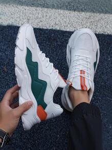 運動老爹鞋適用於男士撞色前綁帶運動鞋 - 彩色 - 查看 2