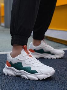 運動老爹鞋適用於男士撞色前綁帶運動鞋 - 彩色 - 查看 3