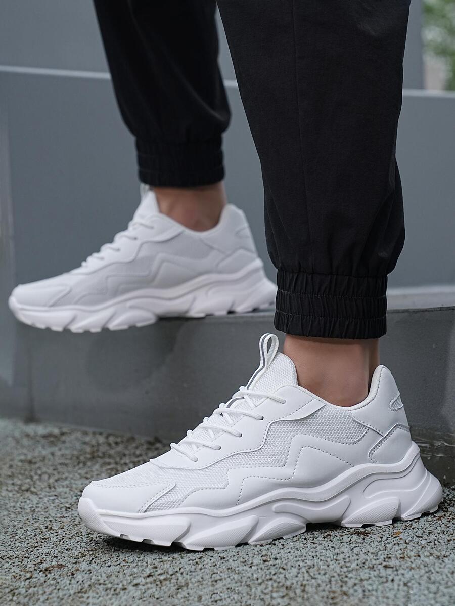 運動老爹鞋適用於男士白色前綁帶運動鞋 - 白色 - 查看 1