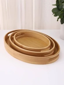 1 pezzo Vassoio per alimenti ovale merenda minimalista bambù per casa