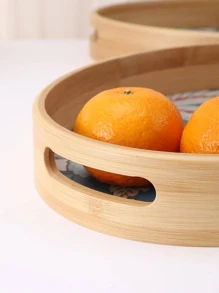 1 khay đựng đồ ăn nhẹ hình bầu dục, khay đựng thức ăn bằng tre tối giản cho gia đình - màu xanh lá - Xem 3