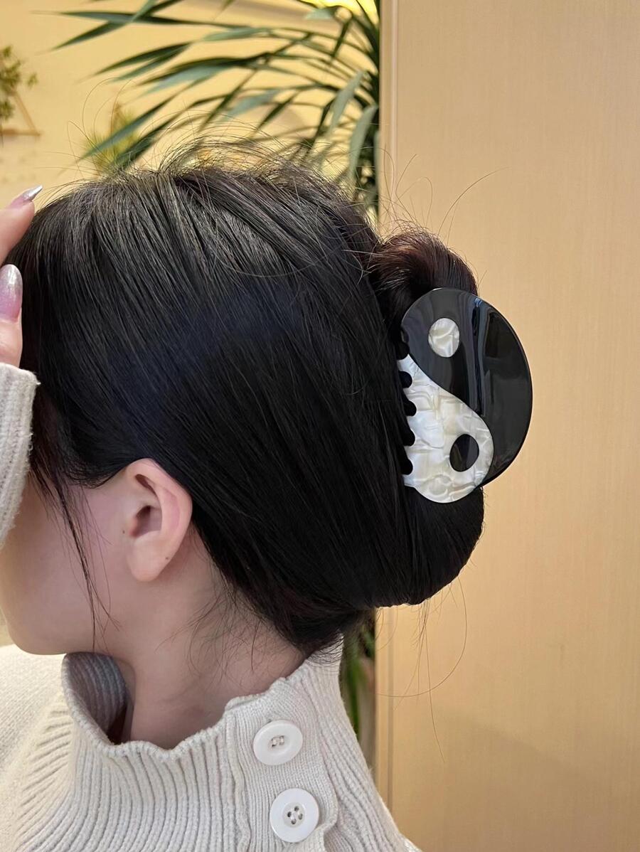 1pc Women Yin & Yang Shape Fashion Hair Claw For Hair Decoration - Multicolor - View 1