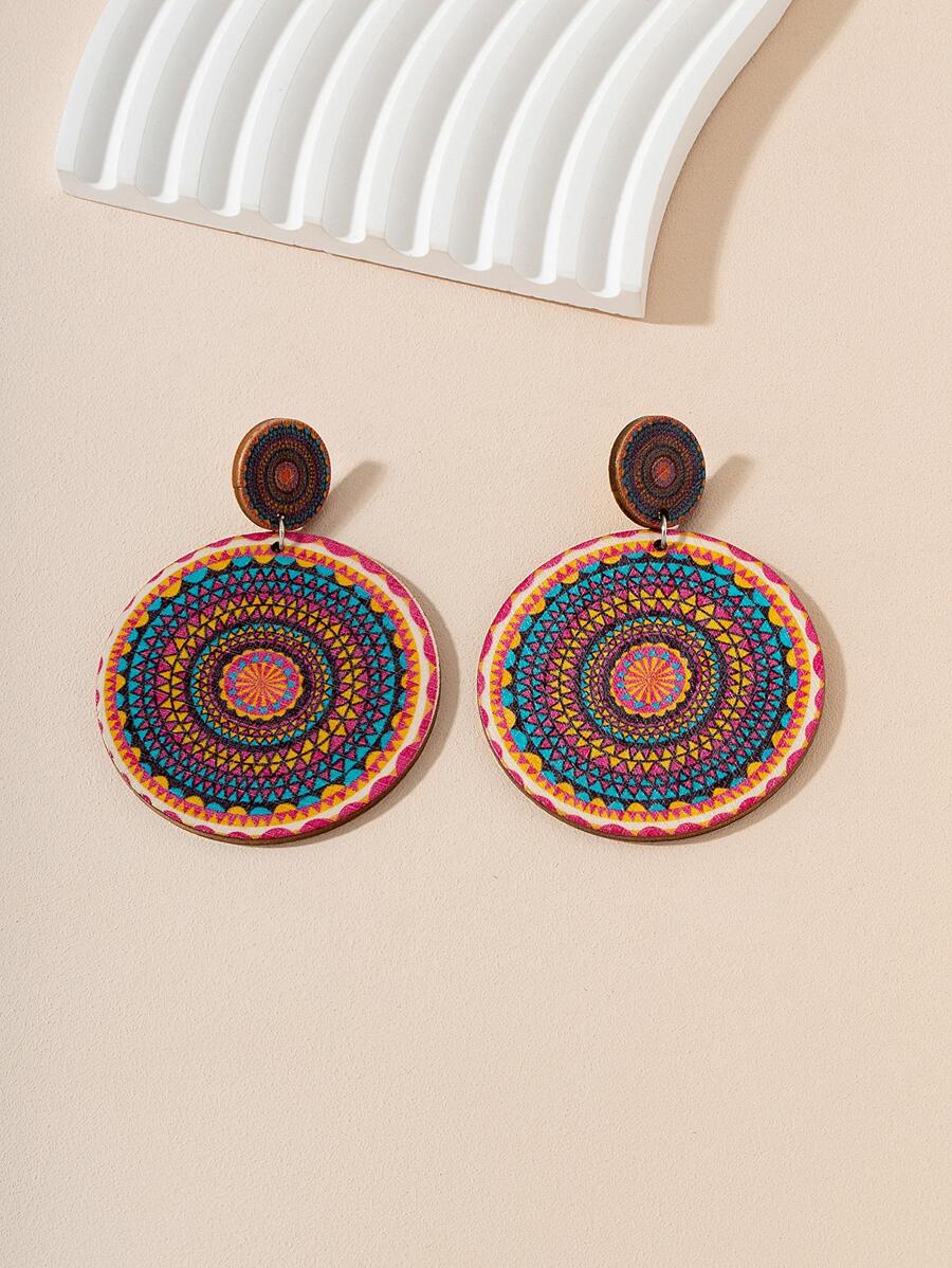 1 par Pendientes largos redondos - Multicolor - Ver 1