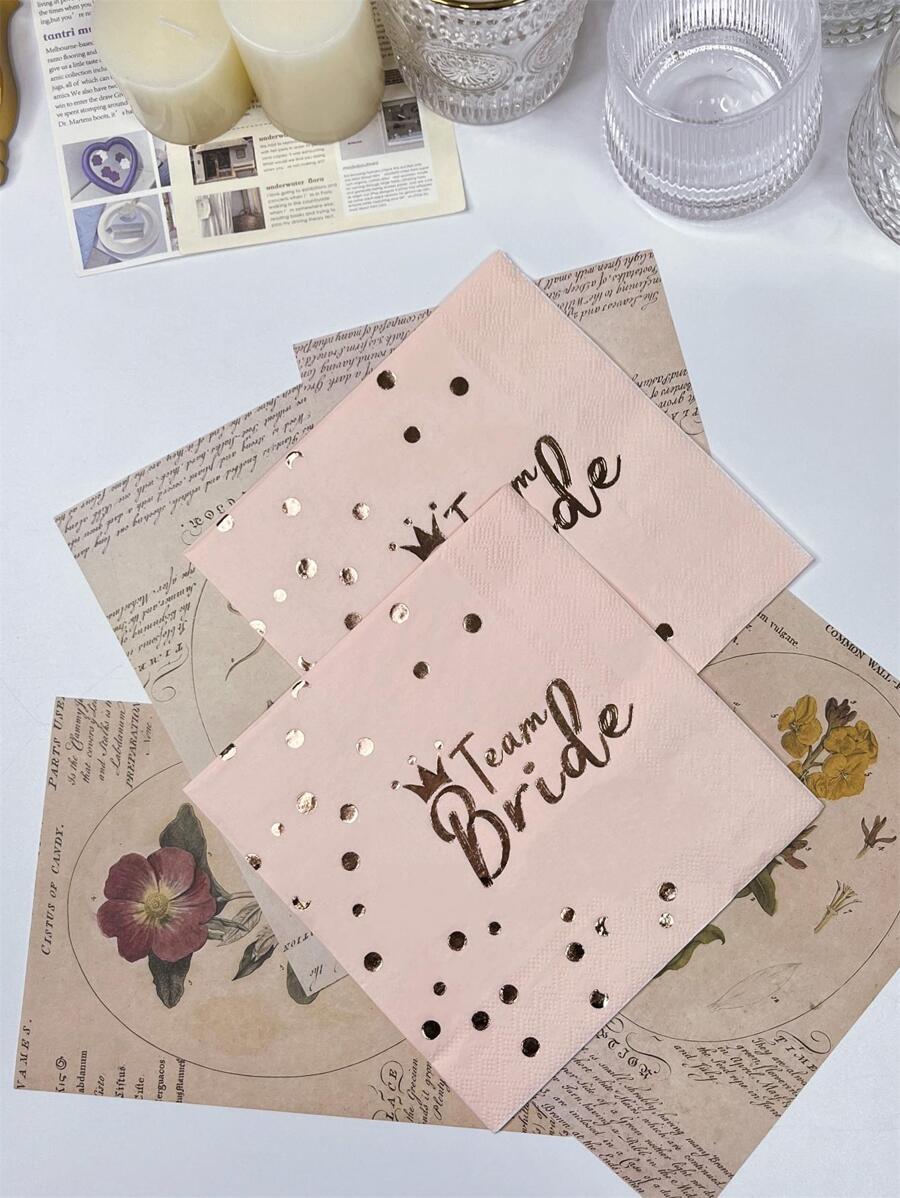 16入組金屬質感點和字母圖案一次性餐巾