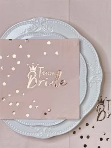 16入組金屬質感點和字母圖案一次性餐巾