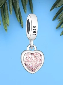 HuooNew Colgante DIY con forma de corazón de circonita cúbica para el Día de San Valentín - Plateado - Ver 3