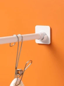 2 Peças Suporte Sólido para Barra de Cortina de Chuveiro, Suporte de Barra de Cortina Moderno de ABS Sem Perfuração para Decoração de Banheiro Doméstico, Decoração de Outono, Acessórios de Banheiro, Volta às Aulas