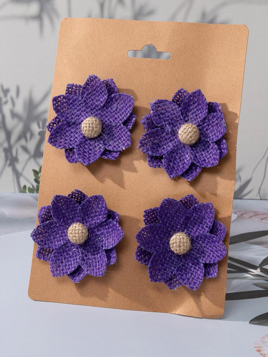 4入組花朵設計DIY縫紉現代纖維DIY裝飾 - 紫色 - 查看 1