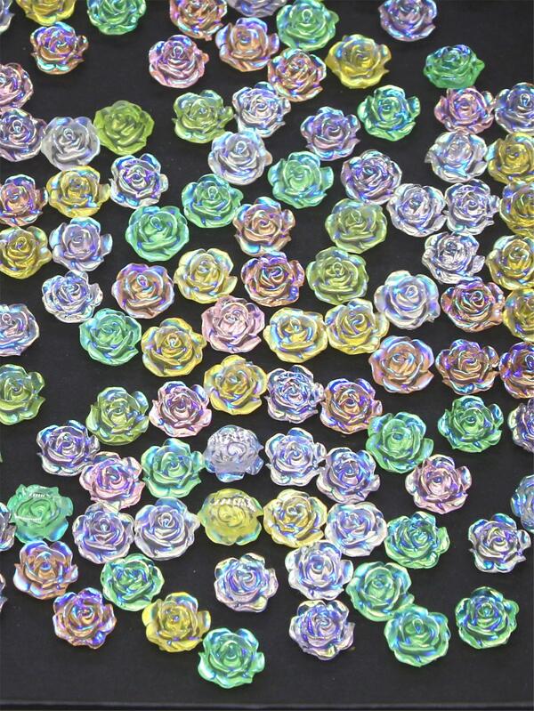 50pcs/set Random Color Polyresin Decoration, Creative Flower Design DIY Decoration For Crafts