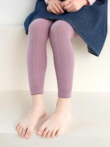 2pcs Toddler Girls' Solid Color Footed Tights For Kids' Daily Outfit - Multicolor - View 3