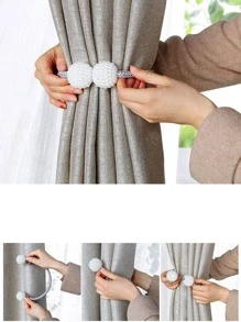 2 piezas Alzapaños de cortina con diseño de perla artificial