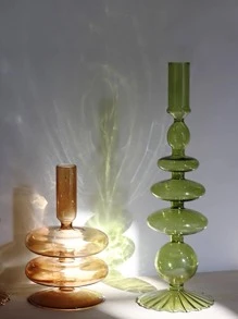 1pc Creative Simple Glass Candle Holder & Flower Vase, Ins Popular Artistic Living Room/restaurant/hotel Table Decoration - Clear - View 4