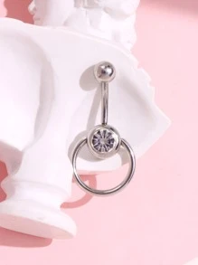 水鑽裝飾臍環 - 銀色 - 查看 5