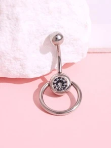 水鑽裝飾臍環 - 銀色 - 查看 2