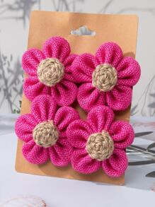 4入組花朵設計DIY縫紉現代纖維DIY裝飾 - 玫紅色 - 查看 1