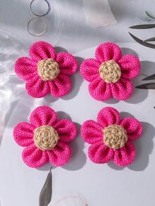 4入組花朵設計DIY縫紉現代纖維DIY裝飾 - 玫紅色 - 查看 2