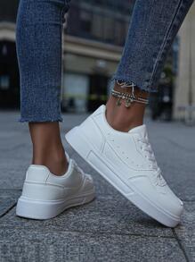 運動板鞋白色前綁帶運動鞋 - 查看 5