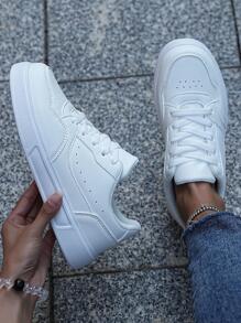 運動板鞋白色前綁帶運動鞋 - 查看 1