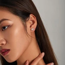 1對琺瑯卡通耳環925純銀可愛小樹懶耳釘適合女士女孩精細首飾類動物禮品 - 銀色 - 查看 4