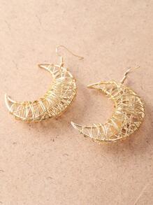 1 Pair Geometric Hollow Line Moon Design Earrings For Women - Yellow Gold - View 3