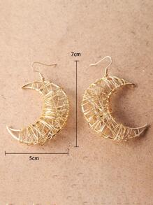 1 Pair Geometric Hollow Line Moon Design Earrings For Women - Yellow Gold - View 5