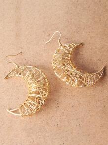 1 Pair Geometric Hollow Line Moon Design Earrings For Women - Yellow Gold - View 2