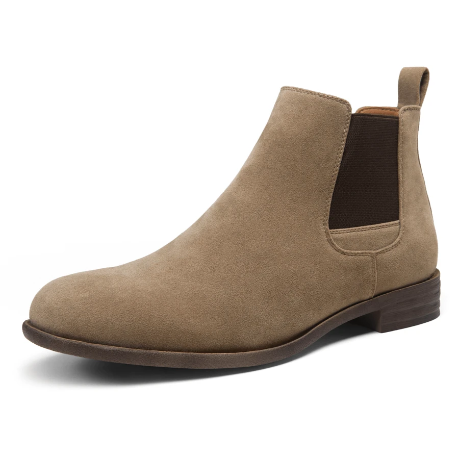 SHOESMALL Men Suede Chelsea Boots Lightweight Casual Chukka Ankle Dress Boots For Men Valentine's Day Date Shoes - 咖啡棕 - 查看 1