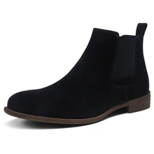SHOESMALL Men Suede Chelsea Boots Lightweight Casual Chukka Ankle Dress Boots For Men Valentine's Day Date Shoes - màu đen - Xem 1