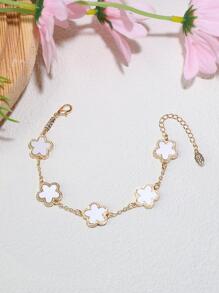 白色花朵裝飾手鏈 - 白色 - 查看 3
