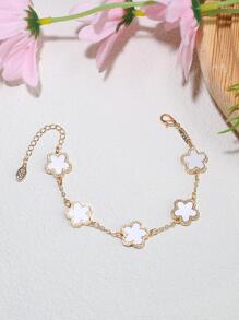 白色花朵裝飾手鏈 - 白色 - 查看 2