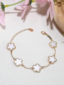 白色花朵裝飾手鏈 - 白色 - 查看 1