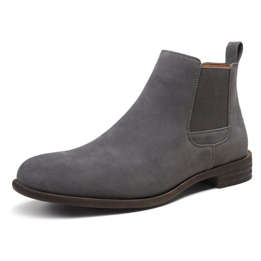 SHOESMALL Men Suede Chelsea Boots Lightweight Casual Chukka Ankle Dress Boots For Men Valentine's Day Date Shoes - 灰色 - 查看 1
