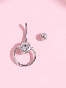 水鑽裝飾臍環 - 銀色 - 查看 4
