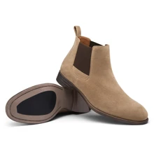 SHOESMALL Men Suede Chelsea Boots Lightweight Casual Chukka Ankle Dress Boots For Men Valentine's Day Date Shoes - 咖啡棕 - 查看 4