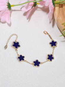 Vòng tay chuỗi trang trí hoa màu xanh hoàng gia - Xanh đậm - Xem 2