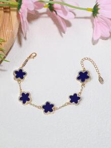 Vòng tay chuỗi trang trí hoa màu xanh hoàng gia - Xanh đậm - Xem 3