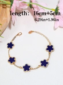 Vòng tay chuỗi trang trí hoa màu xanh hoàng gia - Xanh đậm - Xem 5