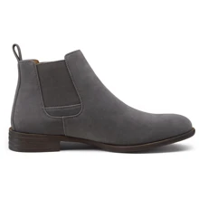 SHOESMALL Men Suede Chelsea Boots Lightweight Casual Chukka Ankle Dress Boots For Men Valentine's Day Date Shoes - 灰色 - 查看 3