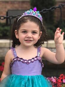 美人鱼公主生日头饰、生日皇冠腰带、生日快乐皇冠、美人鱼公主生日派对装饰礼物、万圣节角色扮演 - 彩色 - 查看 3