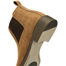 SHOESMALL Men Suede Chelsea Boots Lightweight Casual Chukka Ankle Dress Boots For Men Valentine's Day Date Shoes - 鏽棕色 - 查看 3