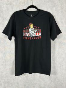 Camiseta con Hombros caídos con Estampado de boxeo - Negro - Ver 1
