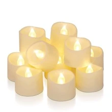 Homemory 12pcs Ivory-Colored Battery Tea Lights, Long-Lasting Tea Lights Battery Operated, Flameless Flickering Romantic Wedding Candles For Anniversary Holiday Home Decor, Dia 1-2/5'', H 1-1/4'' - Màu be - Xem 9