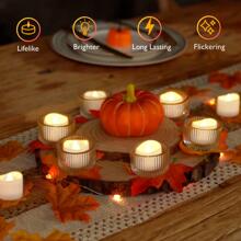 Homemory 12pcs Ivory-Colored Battery Tea Lights, Long-Lasting Tea Lights Battery Operated, Flameless Flickering Romantic Wedding Candles For Anniversary Holiday Home Decor, Dia 1-2/5'', H 1-1/4'' - Màu be - Xem 2