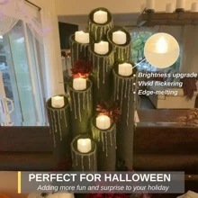 Homemory 12pcs Ivory-Colored Battery Tea Lights, Long-Lasting Tea Lights Battery Operated, Flameless Flickering Romantic Wedding Candles For Anniversary Holiday Home Decor, Dia 1-2/5'', H 1-1/4'' - Màu be - Xem 3